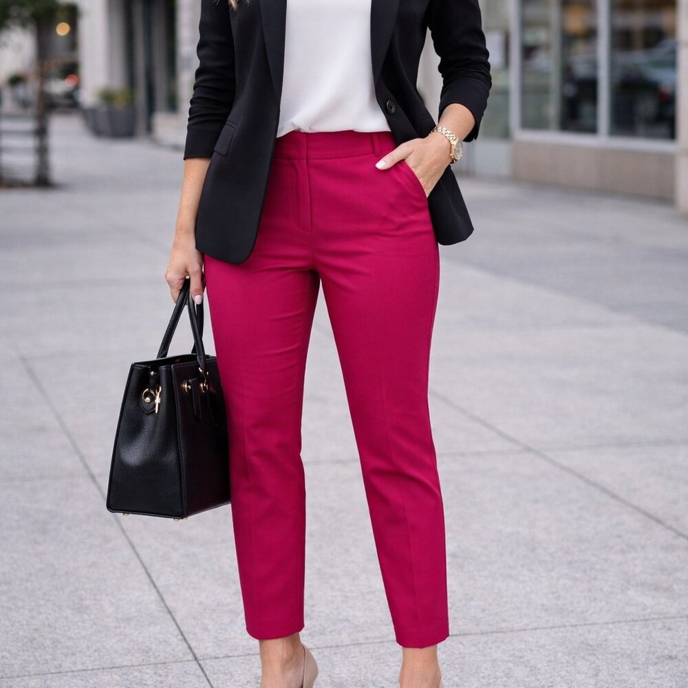 Ashley Stewart Slim Hot Pink Ankle Pants Size 12